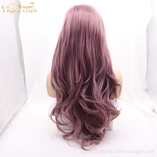 Vigorous mono long premium high quality straight wholesale black women synthetic hair wigs with lace fro